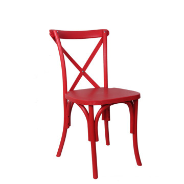 Red Color Cross Back Catering Dining Chair